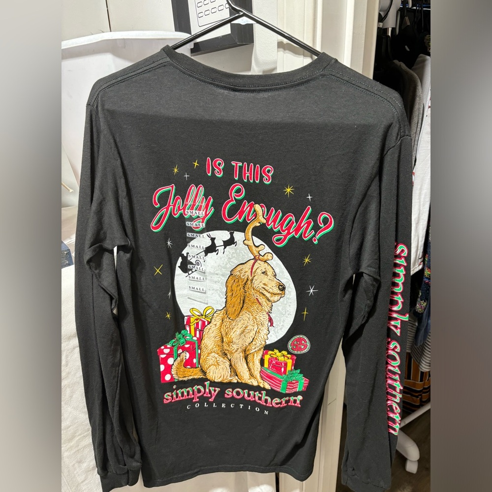 Simply Southern Black Christmas Long Sleeved T-Shirt Size Small. NWT